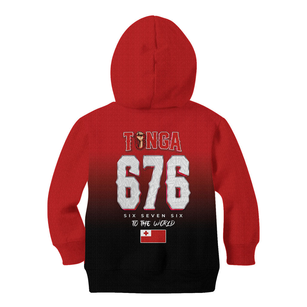 Mate Ma'a Tonga Kid Hoodie Traditional Warrior and Ngatu Art Pattern LT03 - Polynesian Pride
