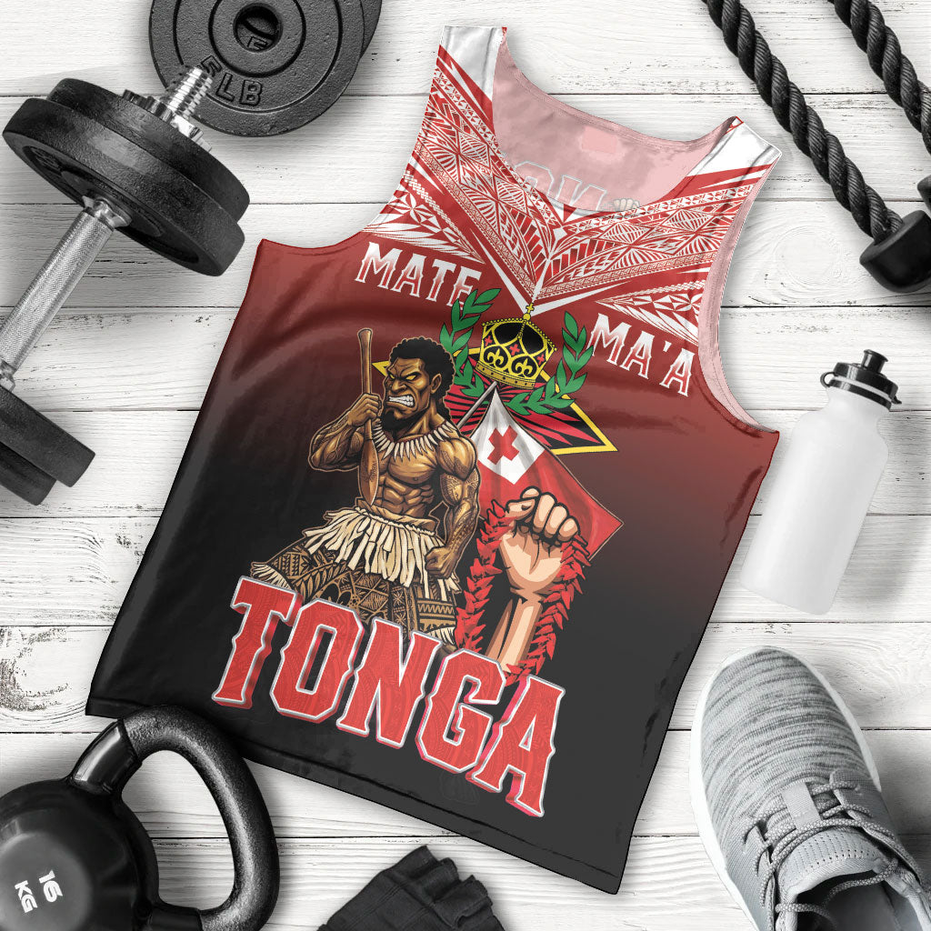 Mate Ma'a Tonga Men Tank Top Traditional Warrior and Ngatu Art Pattern LT03 - Polynesian Pride