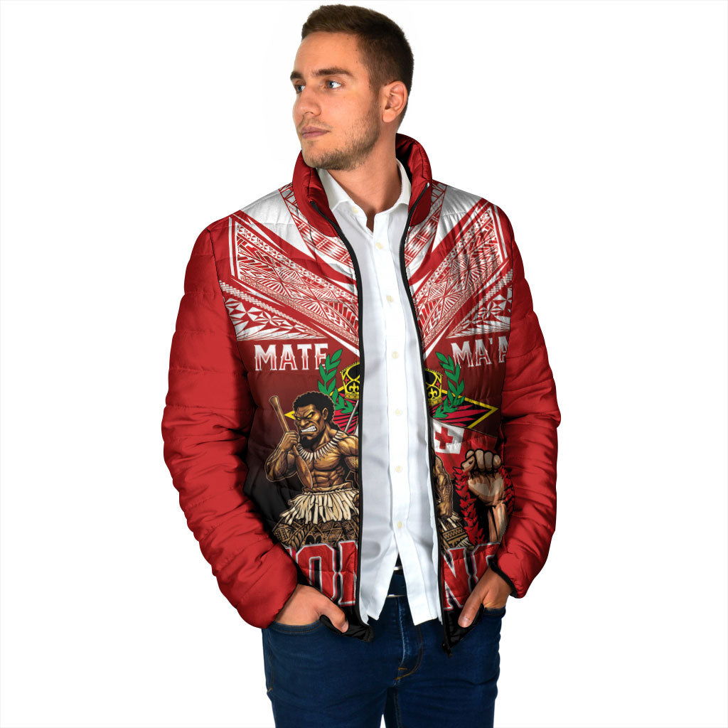 Mate Ma'a Tonga Padded Jacket Traditional Warrior and Ngatu Art Pattern LT03 - Polynesian Pride
