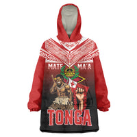 Mate Ma'a Tonga Wearable Blanket Hoodie Traditional Warrior and Ngatu Art Pattern LT03 One Size Red - Polynesian Pride