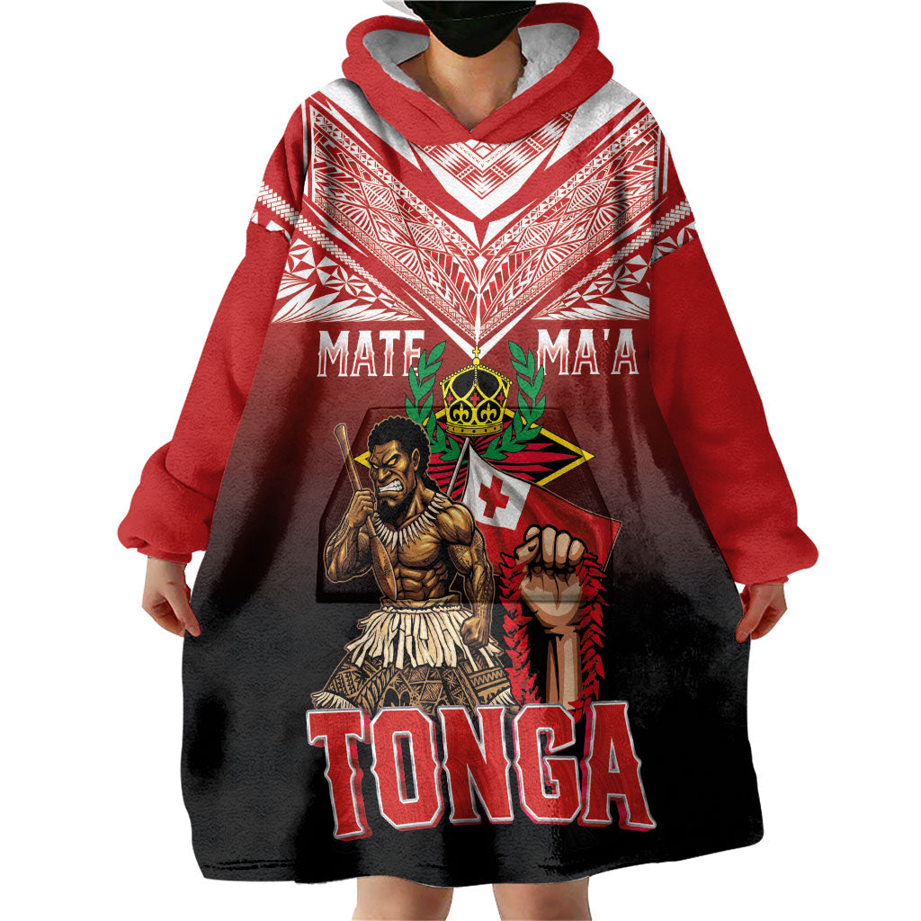 Mate Ma'a Tonga Wearable Blanket Hoodie Traditional Warrior and Ngatu Art Pattern LT03 - Polynesian Pride