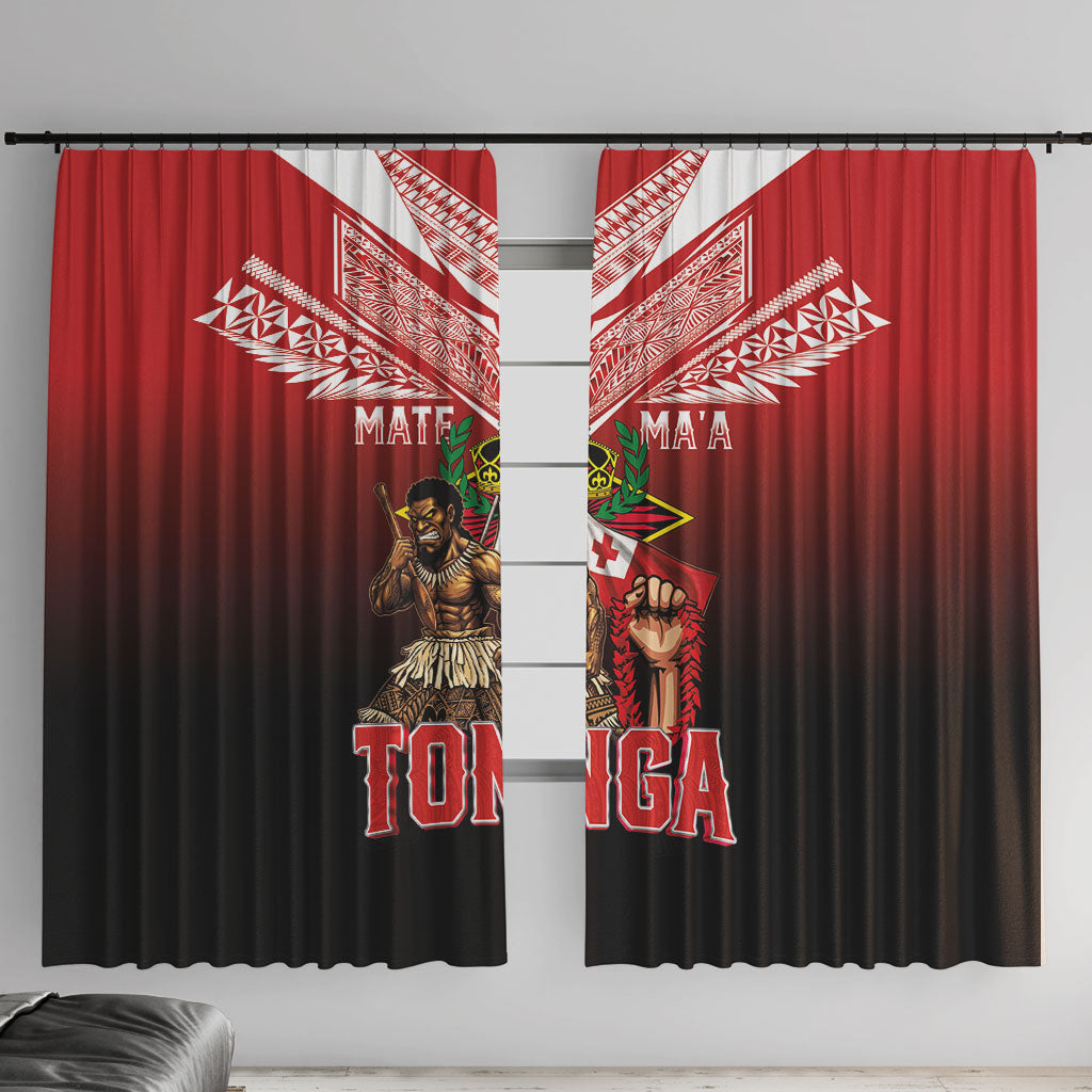 Mate Ma'a Tonga Window Curtain Traditional Warrior and Ngatu Art Pattern