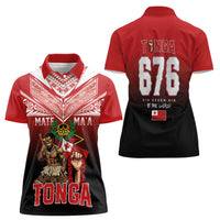 Mate Ma'a Tonga Women Polo Shirt Traditional Warrior and Ngatu Art Pattern LT03 - Polynesian Pride