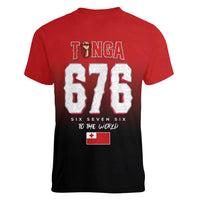 Mate Ma'a Tonga Women V-Neck T-Shirt Traditional Warrior and Ngatu Art Pattern LT03 - Polynesian Pride