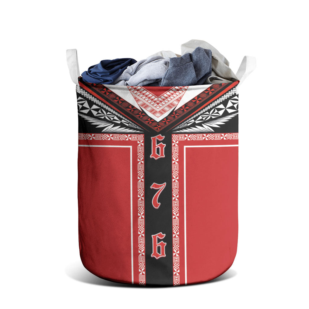 Tonga Laundry Basket Tribal Pacific Ngatu Motif