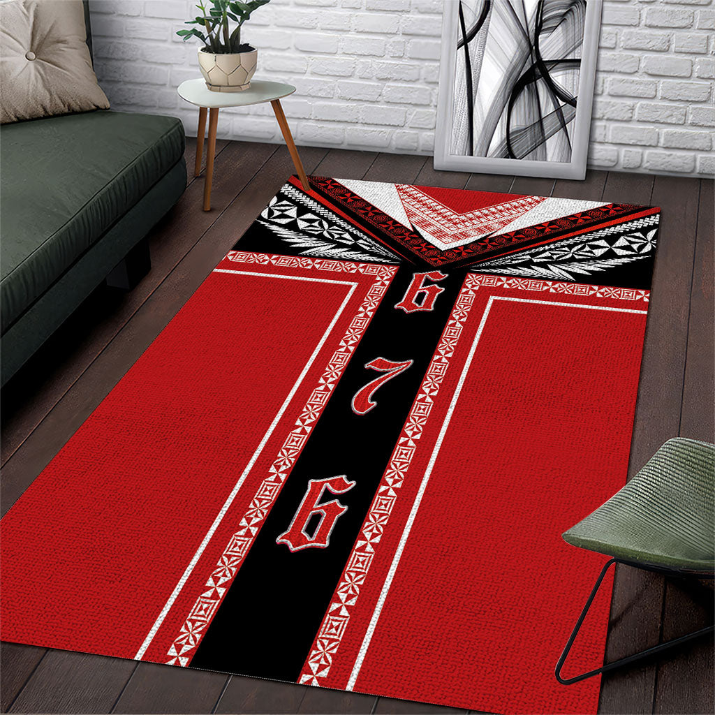 Tonga Area Rug Tribal Pacific Ngatu Motif LT03 Red - Polynesian Pride