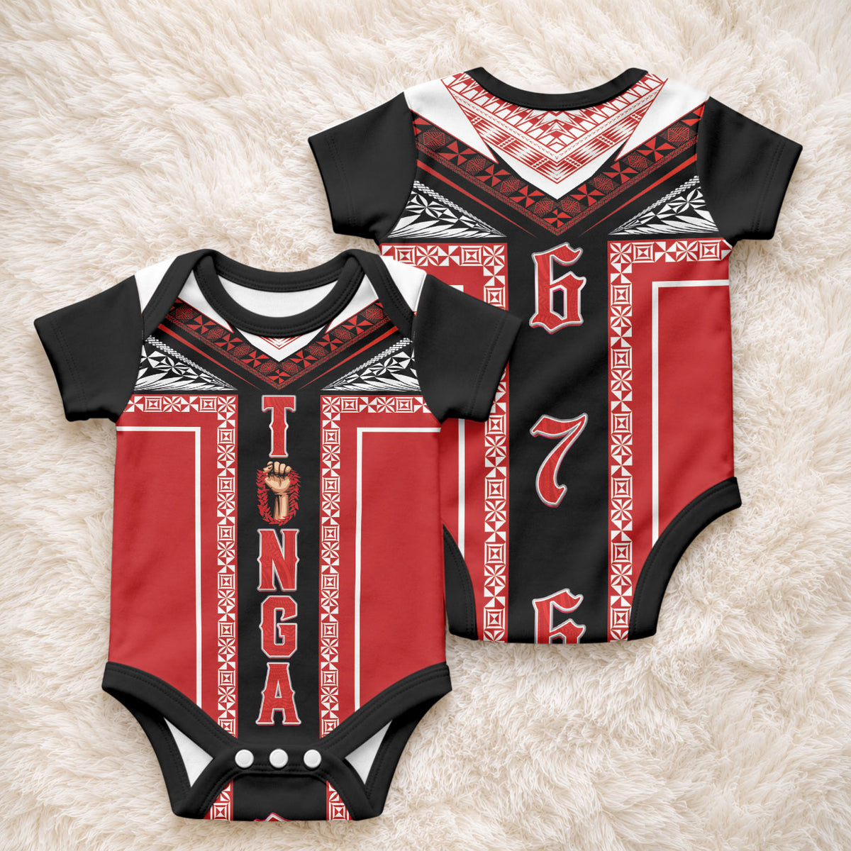 Tonga Baby Onesie Tribal Pacific Ngatu Motif LT03 - Polynesian Pride