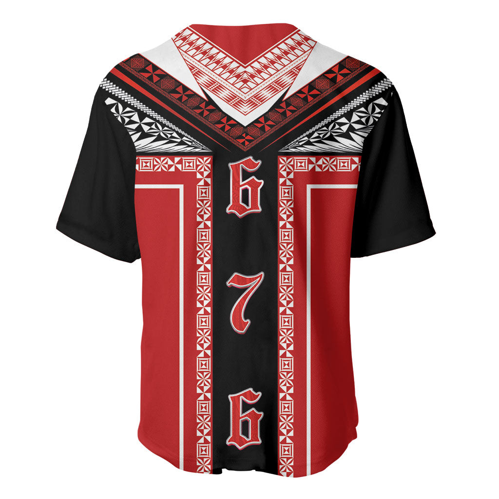 Tonga Baseball Jersey Tribal Pacific Ngatu Motif LT03 - Polynesian Pride