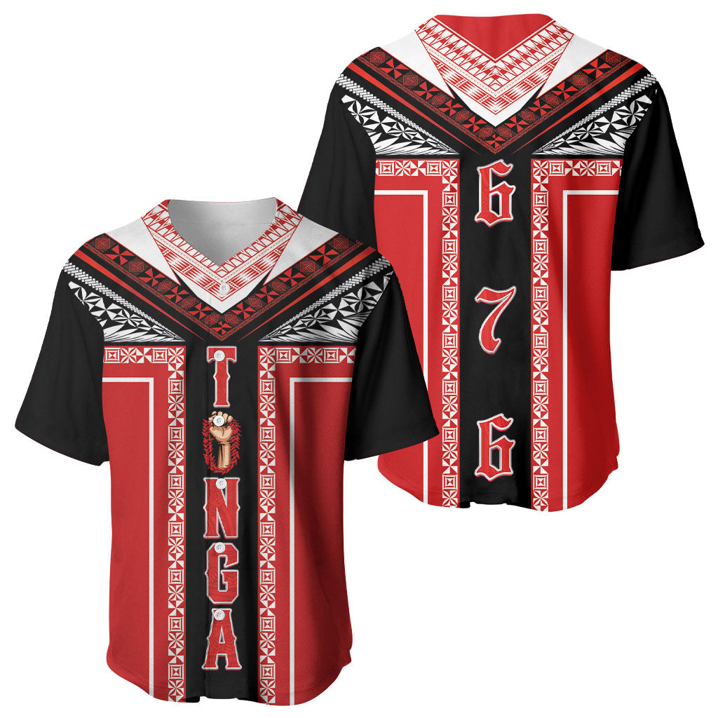 Tonga Baseball Jersey Tribal Pacific Ngatu Motif LT03 - Polynesian Pride