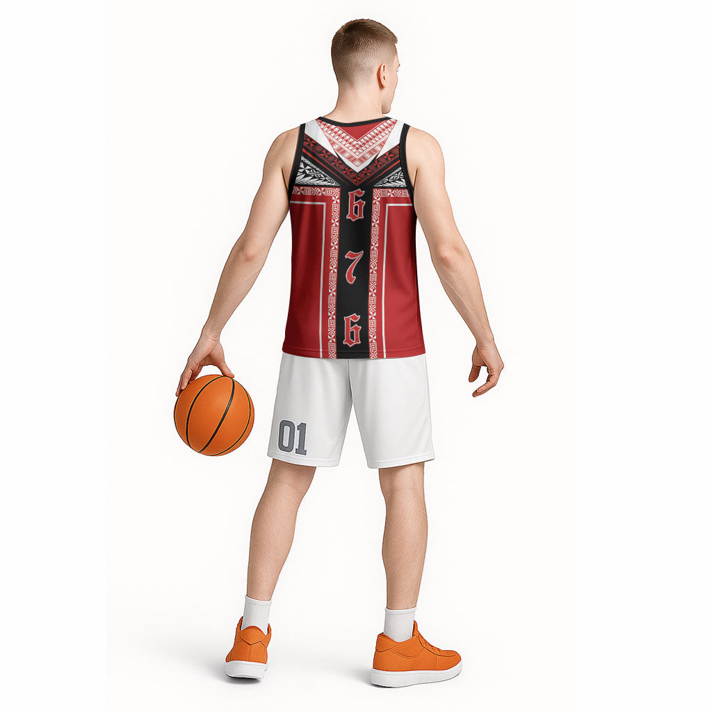 Tonga Basketball Jersey Tribal Pacific Ngatu Motif LT03 - Polynesian Pride
