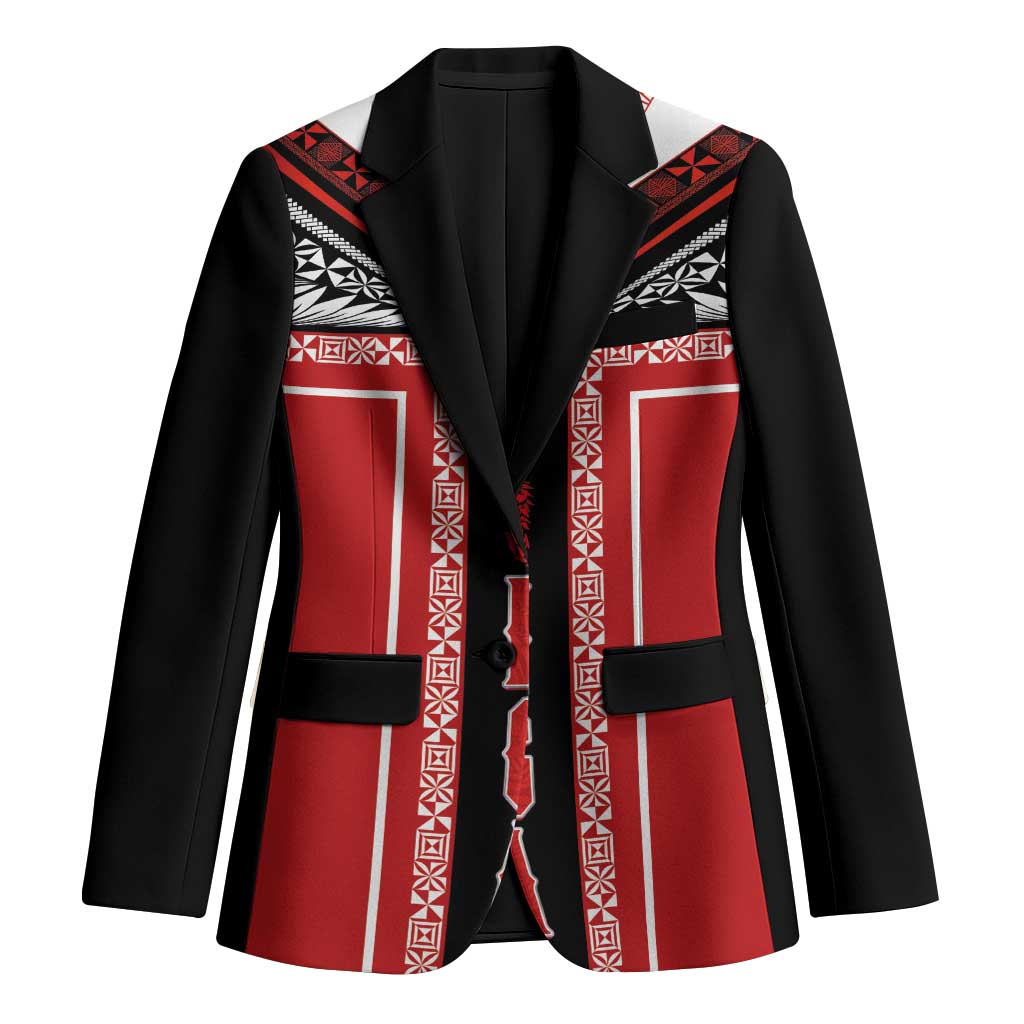 Tonga Blazer Tribal Pacific Ngatu Motif LT03 Unisex Red - Polynesian Pride