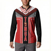 Tonga Button Sweatshirt Tribal Pacific Ngatu Motif LT03 - Polynesian Pride