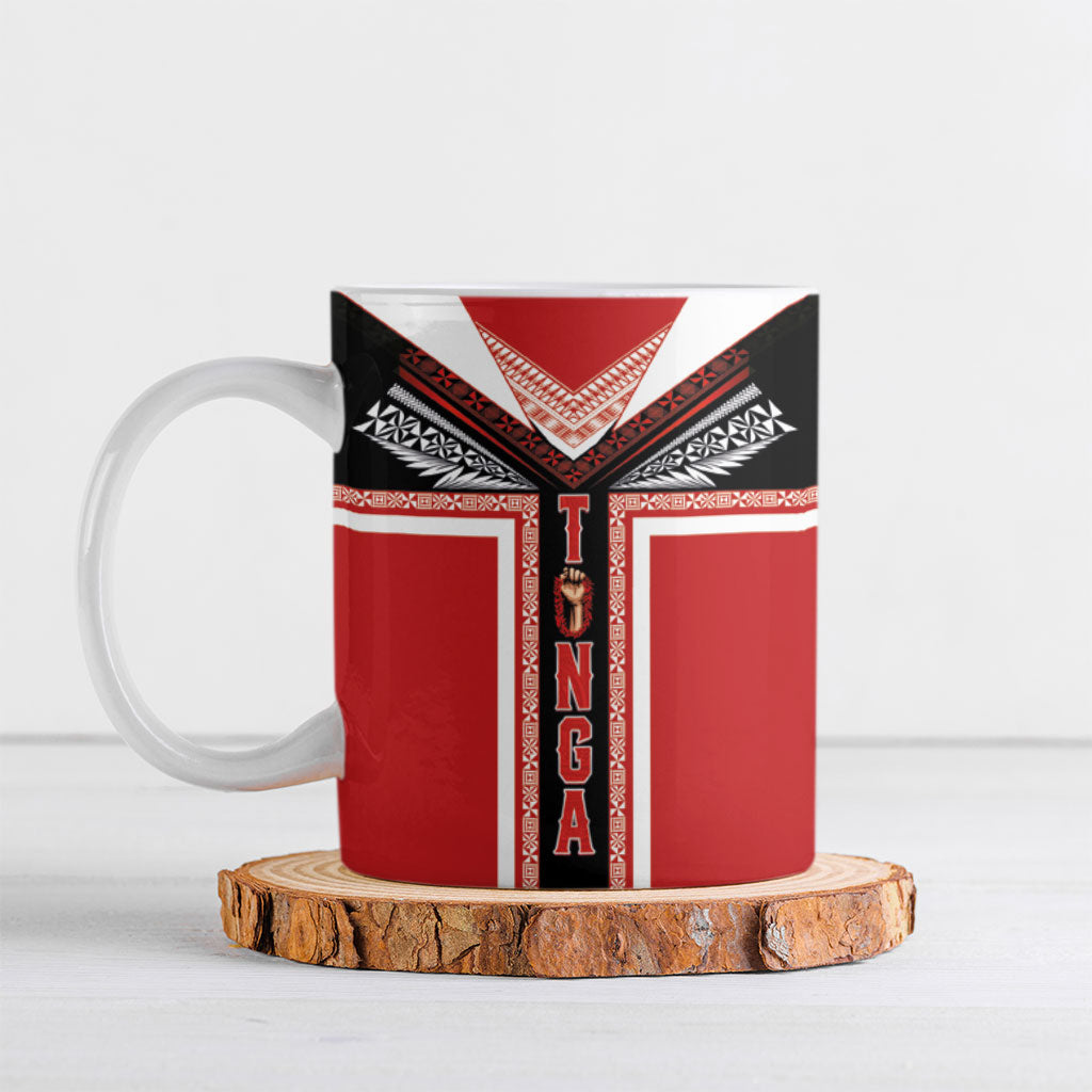 Tonga Ceramic Mug Tribal Pacific Ngatu Motif