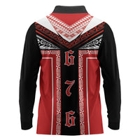 Tonga Long Sleeve Polo Shirt Tribal Pacific Ngatu Motif LT03 - Polynesian Pride