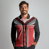 Tonga Long Sleeve Polo Shirt Tribal Pacific Ngatu Motif LT03 - Polynesian Pride
