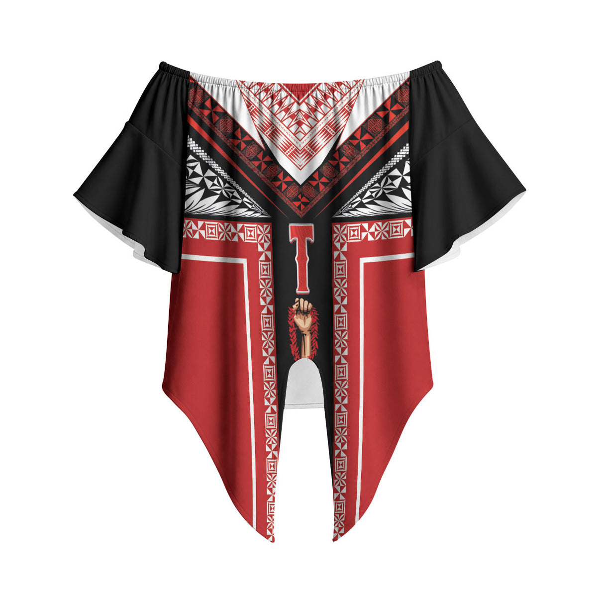 Tonga Off Shoulder Wrap Waist Top Tribal Pacific Ngatu Motif LT03 - Polynesian Pride