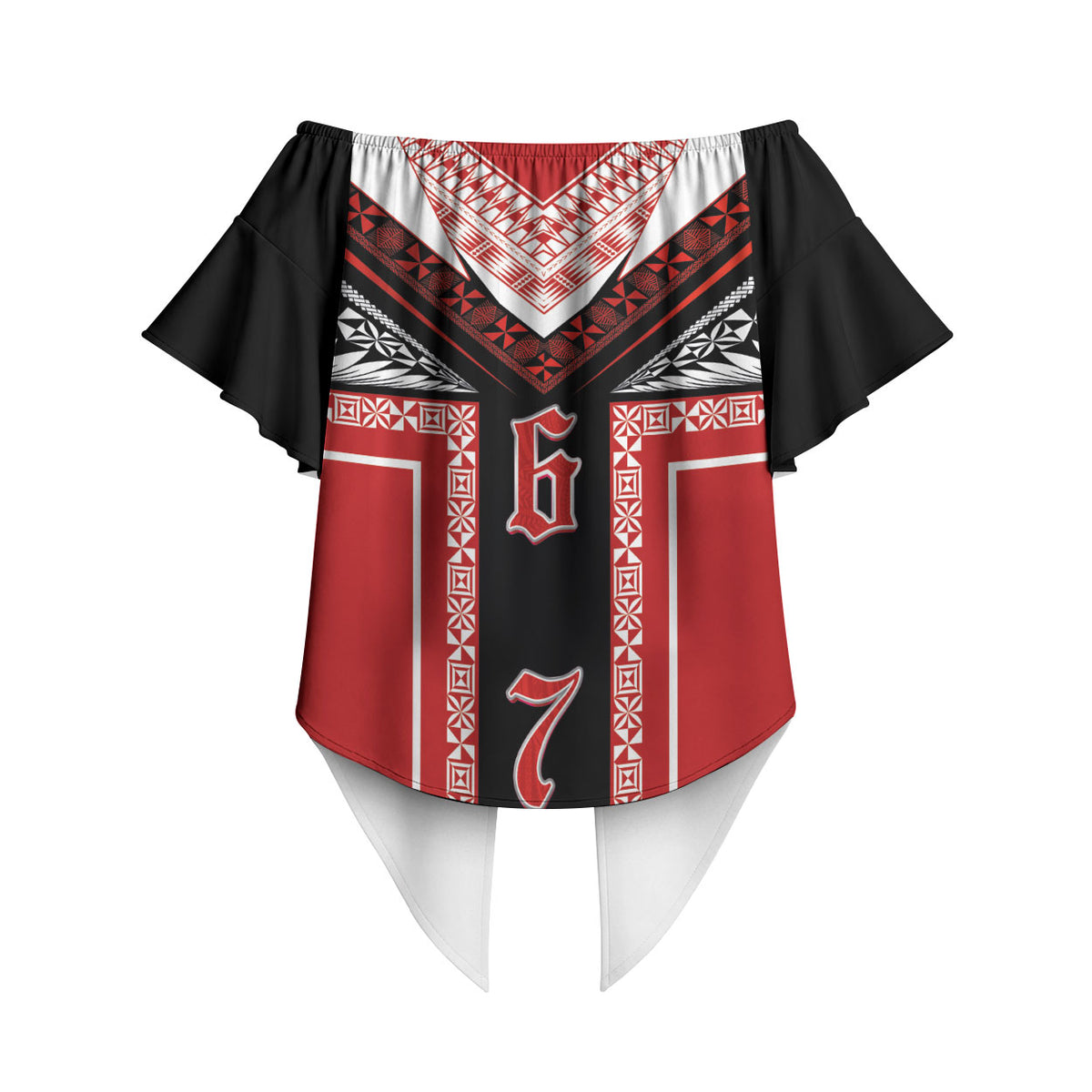 Tonga Off Shoulder Wrap Waist Top Tribal Pacific Ngatu Motif LT03 - Polynesian Pride