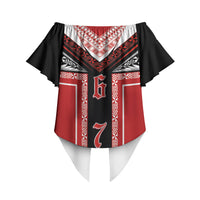 Tonga Off Shoulder Wrap Waist Top Tribal Pacific Ngatu Motif LT03 - Polynesian Pride