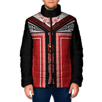 Tonga Padded Jacket Tribal Pacific Ngatu Motif LT03 Men Red - Polynesian Pride