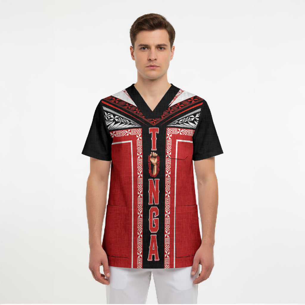 Tonga Scrub Top Tribal Pacific Ngatu Motif LT03 - Polynesian Pride