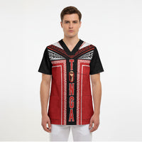 Tonga Scrub Top Tribal Pacific Ngatu Motif LT03 - Polynesian Pride