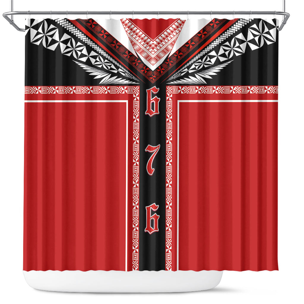 Tonga Shower Curtain Tribal Pacific Ngatu Motif