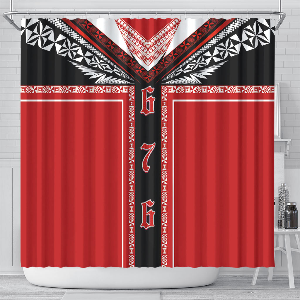 Tonga Shower Curtain Tribal Pacific Ngatu Motif