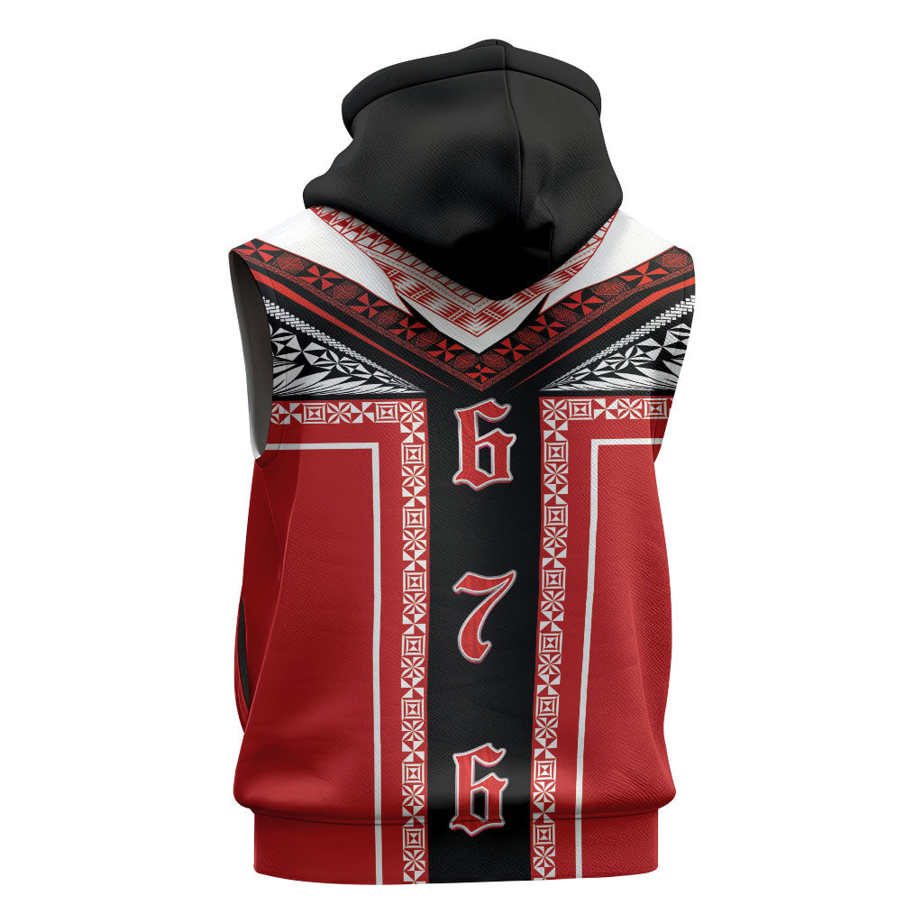 Tonga Sleeveless Hoodie Tribal Pacific Ngatu Motif LT03 - Polynesian Pride