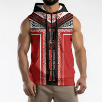 Tonga Sleeveless Zip Hoodie Tribal Pacific Ngatu Motif LT03 - Polynesian Pride