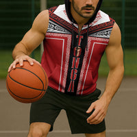 Tonga Sleeveless Zip Hoodie Tribal Pacific Ngatu Motif LT03 - Polynesian Pride