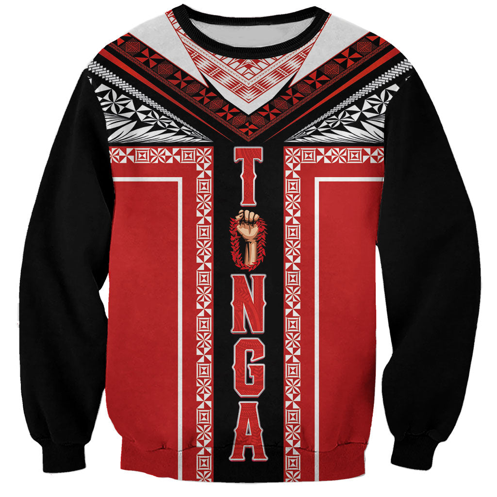 Tonga Sweatshirt Tribal Pacific Ngatu Motif LT03 Unisex Red - Polynesian Pride