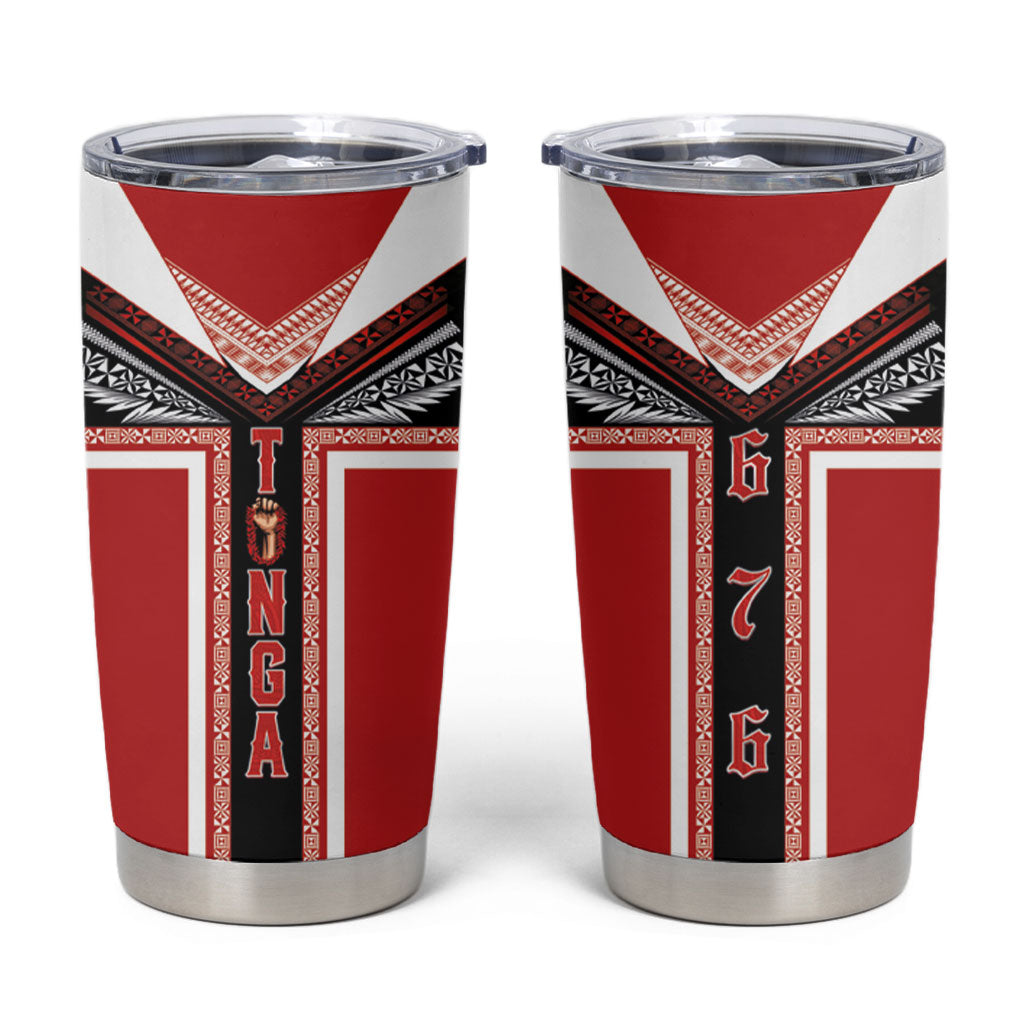 Tonga Tumbler Cup Tribal Pacific Ngatu Motif LT03 Red - Polynesian Pride