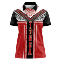 Tonga Women Polo Shirt Tribal Pacific Ngatu Motif LT03 Female Red - Polynesian Pride