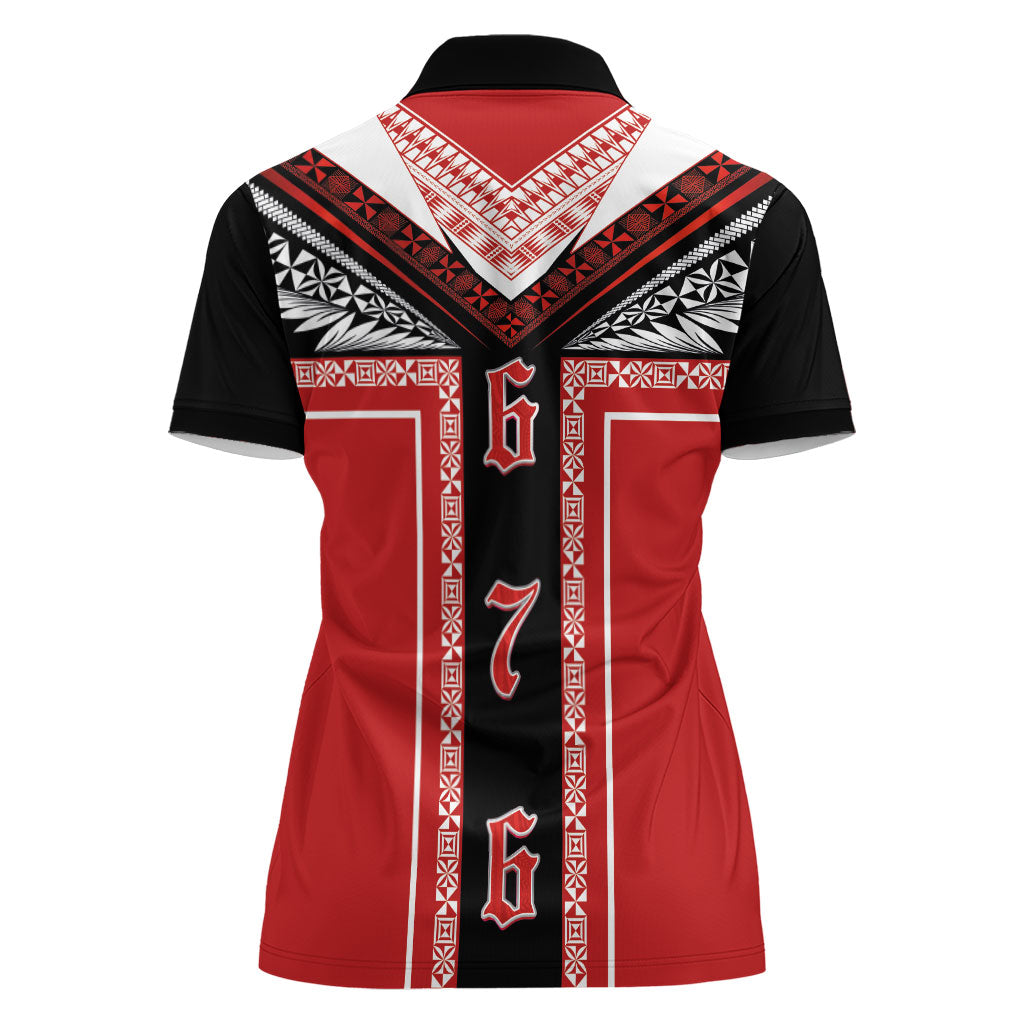 Tonga Women Polo Shirt Tribal Pacific Ngatu Motif LT03 - Polynesian Pride
