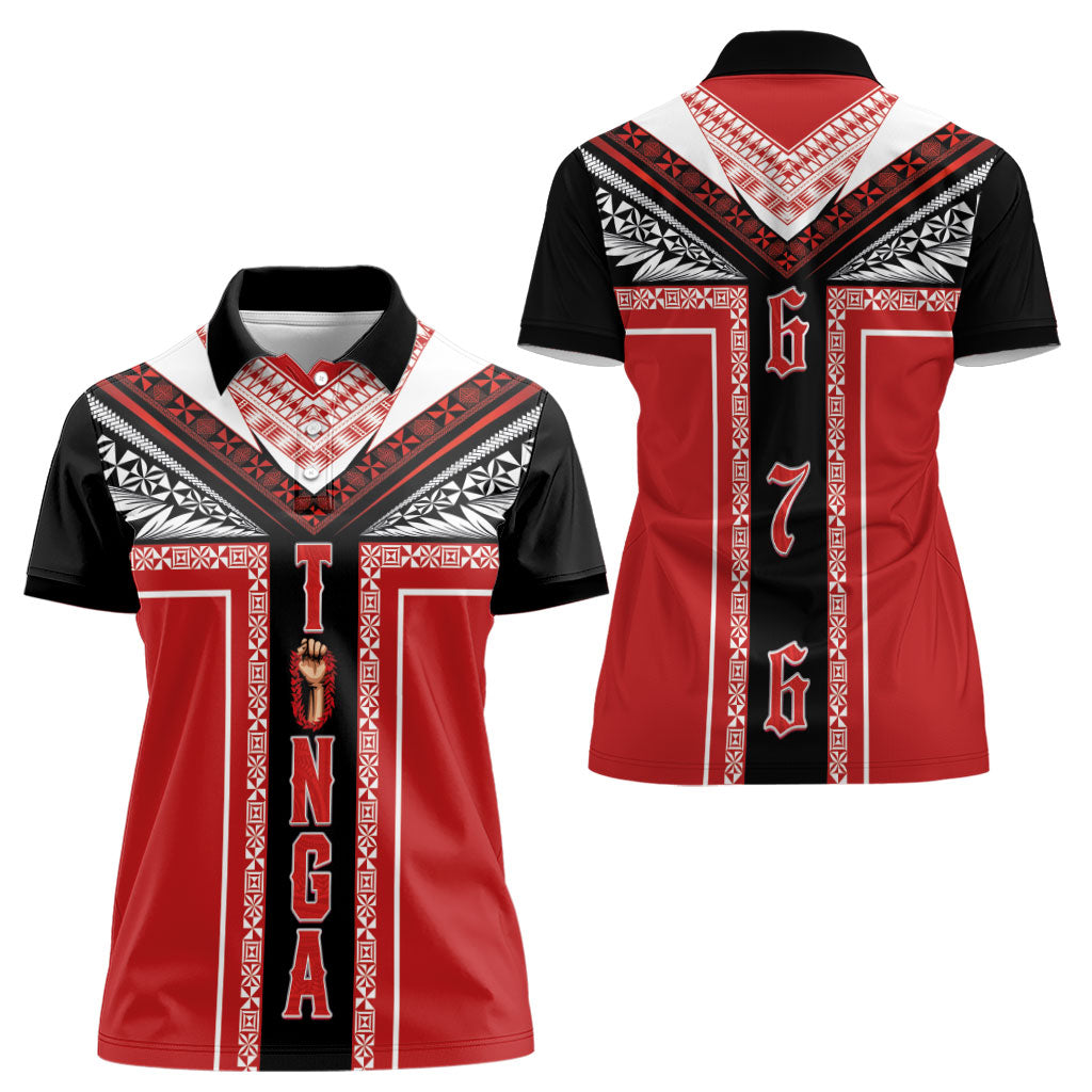 Tonga Women Polo Shirt Tribal Pacific Ngatu Motif LT03 - Polynesian Pride