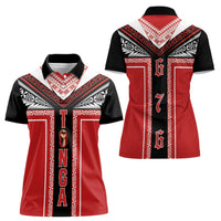 Tonga Women Polo Shirt Tribal Pacific Ngatu Motif LT03 - Polynesian Pride