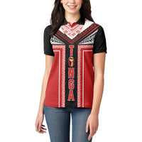 Tonga Women Polo Shirt Tribal Pacific Ngatu Motif LT03 - Polynesian Pride