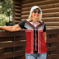 Tonga Women Polo Shirt Tribal Pacific Ngatu Motif LT03 - Polynesian Pride