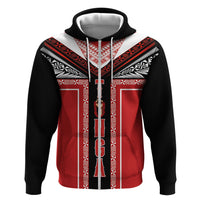 Tonga Zip Hoodie Tribal Pacific Ngatu Motif LT03 Zip Hoodie Red - Polynesian Pride