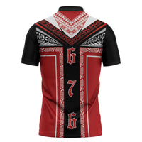 Tonga Zipper Polo Shirt Tribal Pacific Ngatu Motif LT03 - Polynesian Pride