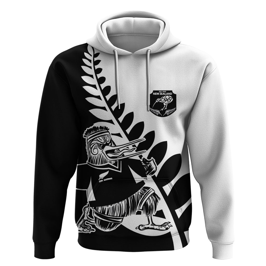 Custom Aotearoa Rugby League Hoodie Kiwi Haka and Fern - Sporty Style LT03 Pullover Hoodie Black - Polynesian Pride