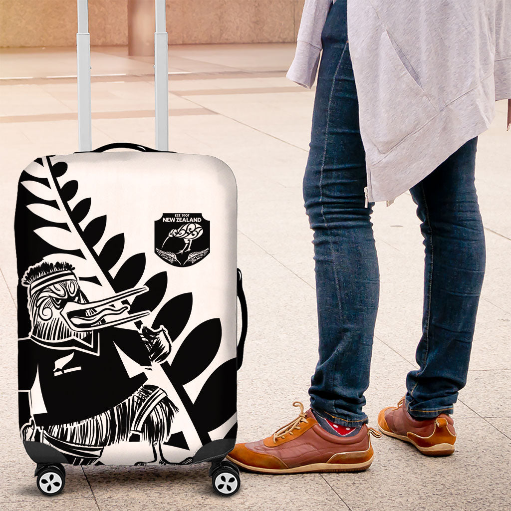 Aotearoa Rugby League Luggage Cover Kiwi Haka and Fern - Sporty Style LT03 Black - Polynesian Pride