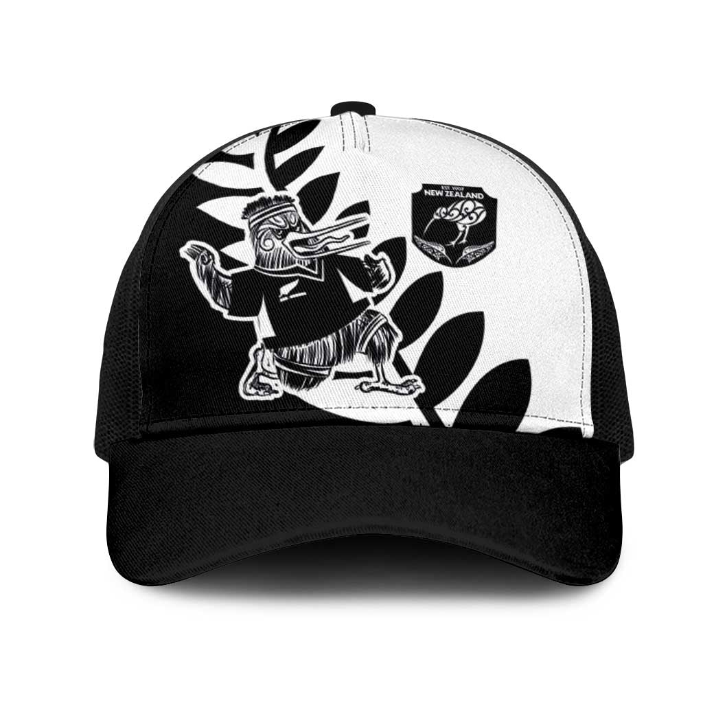 Aotearoa Rugby League Mesh Trucker Cap Kiwi Haka and Fern - Sporty Style LT03 One Size Black Black - Polynesian Pride