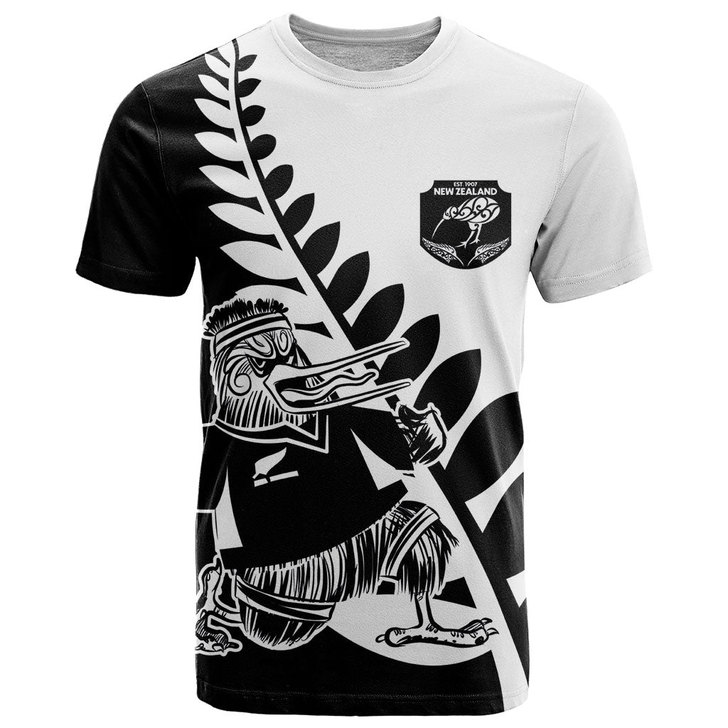 Custom Aotearoa Rugby League T Shirt Kiwi Haka and Fern - Sporty Style LT03 Black - Polynesian Pride