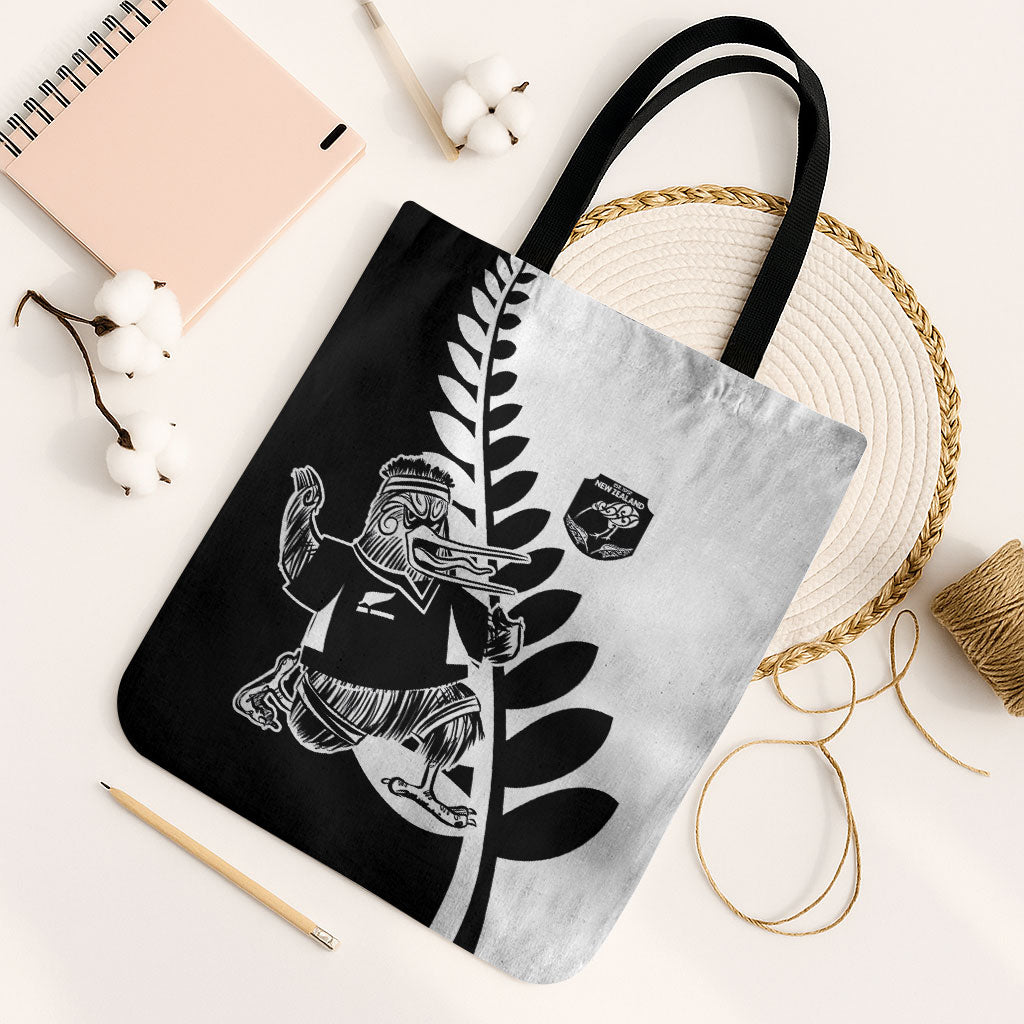 Aotearoa Rugby League Tote Bag Kiwi Haka and Fern - Sporty Style LT03 Black Strap One Size Black - Polynesian Pride