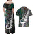 New Zealand Couples Matching Off Shoulder Maxi Dress and Hawaiian Shirt Aotearoa Symbols With Silver Fern LT03 - Polynesian Pride