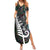 New Zealand Family Matching Summer Maxi Dress and Hawaiian Shirt Aotearoa Symbols With Silver Fern LT03 Mom's Dress Black - Polynesian Pride