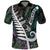 New Zealand Polo Shirt Aotearoa Symbols With Silver Fern LT03 Black - Polynesian Pride