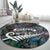 New Zealand Round Carpet Aotearoa Symbols With Silver Fern LT03 - Polynesian Pride