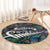 New Zealand Round Carpet Aotearoa Symbols With Silver Fern LT03 - Polynesian Pride